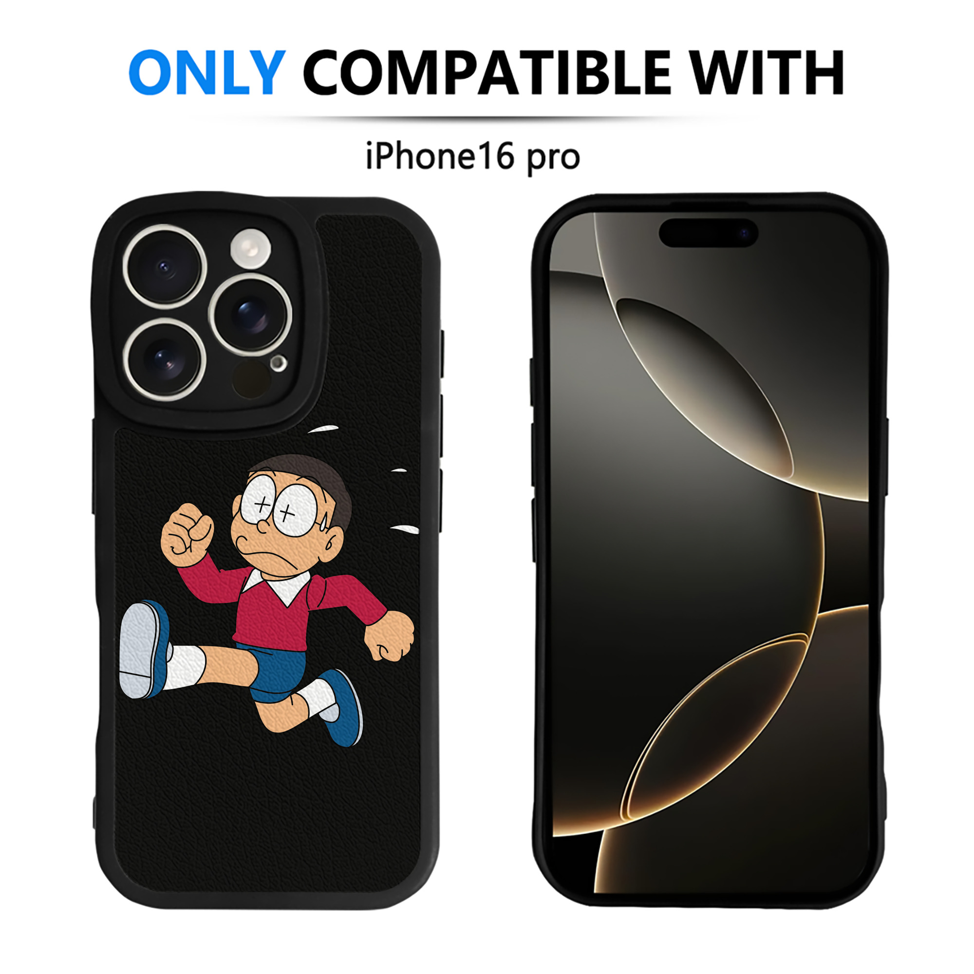 （画像用） ドラえもん 野比 のび太 Doraemon Nobita Nobi 【iPhone 16シリーズ対応】シリコンスマホケース（レザー調） 材質：シリコン